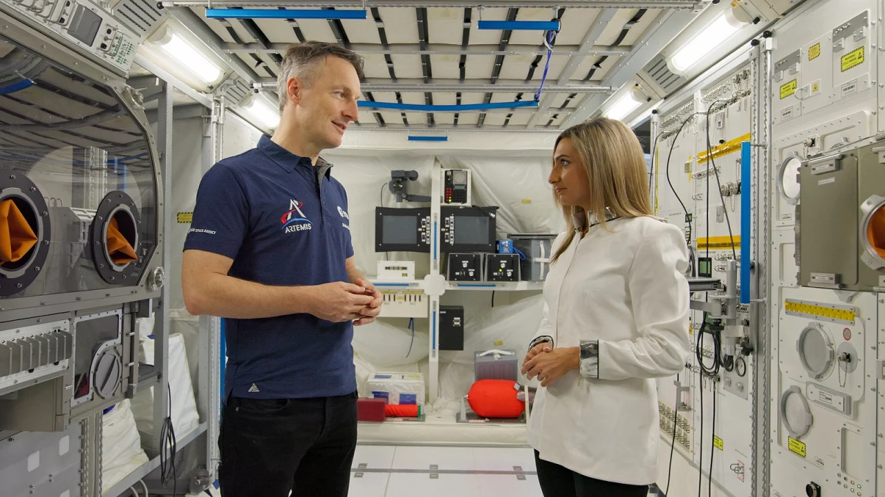 Korina Georgiou interviewing at the European Astronaut Centre